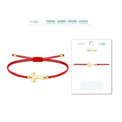 Pulsera Hilo Rojo Cruz Tau Dorado - Coleccion amuleto pulsera roja